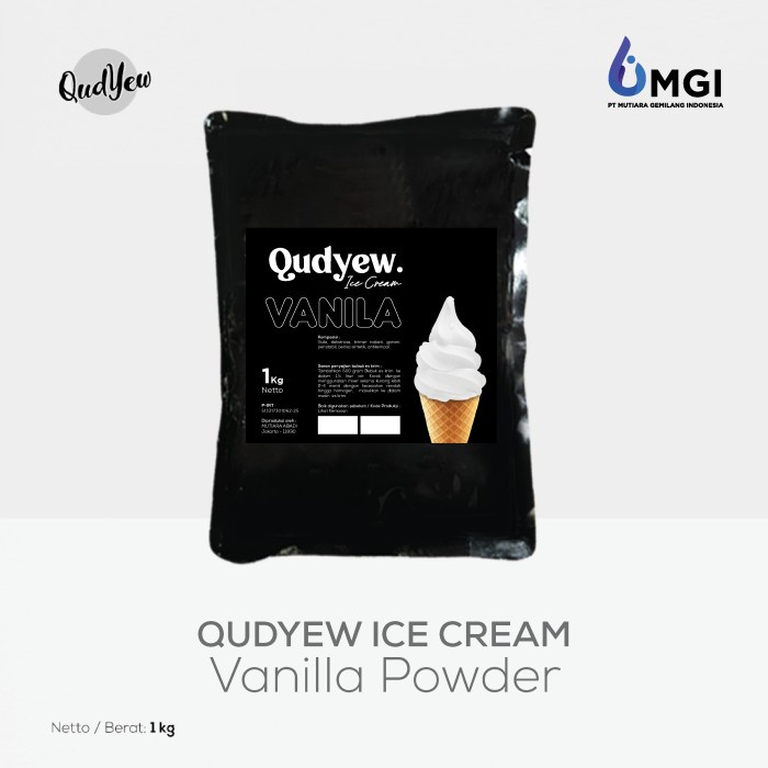 

QUDYEW ICE CREAM POWDER 1KG / BUBUK ES KRIM 1KG PREMIX - Plain