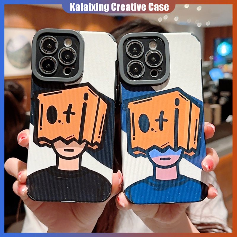 IPHONE Casing Ponsel Bahan Kulit Motif Kartun Bertopeng Anak Laki-Laki Dengan Perlindungan Lensa Untuk Iphone14 Pro Max13 12 11 X Xs XR Xs Max7Per8 Plus