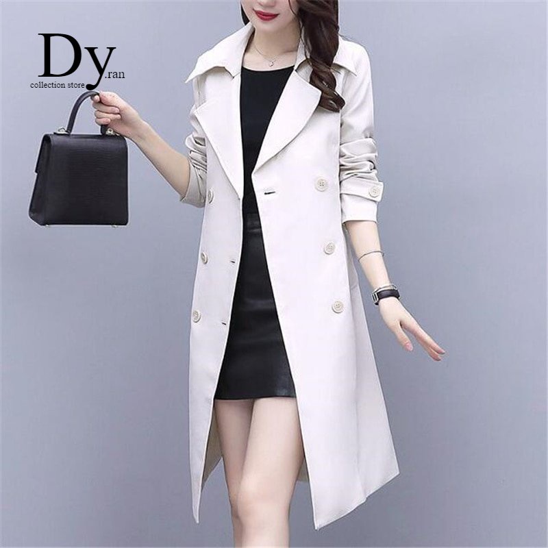 PREMIUM LONG COAT TEBAL PANJANG Wanita BLAZER MUSIM DINGIN Bahan Katun Flecee Putih M