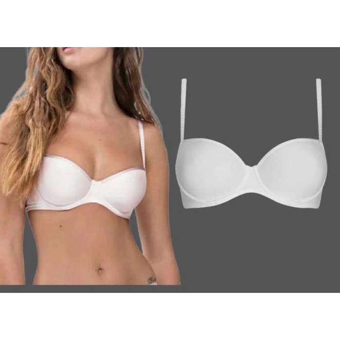 Bra CnA White Plain Half Cup Lanne Underwear