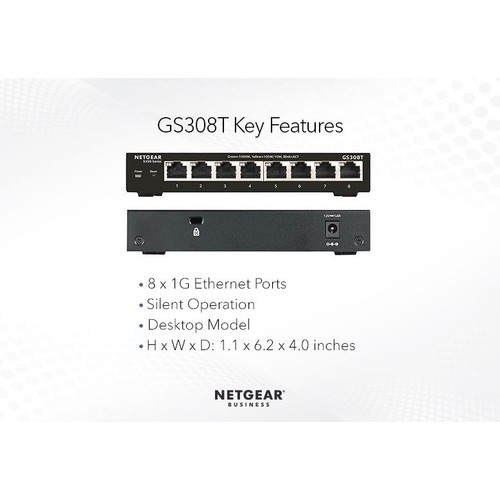 Netgear GS308T 8 Port Gigabit Ethernet Smart Managed Pro Switch S350 N