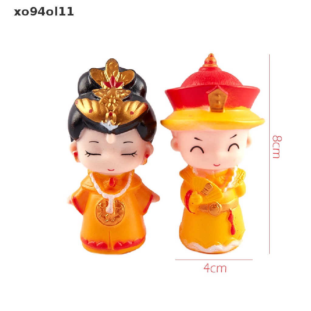 Xo Chinese Emperor Empress Patung PVC Queen Ornamen Dekorasi Tradisional Kue OL