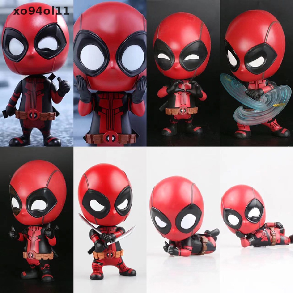 HOT TOYS Xo Marvel Anime Hot Mainan Cosbaby Deadpool Mini PVC Mini Action Figure Qversion Model Koleksisuper Hero Mainan Bobble Kepala Boneka Mobil Dekorasi Aksesoris OL