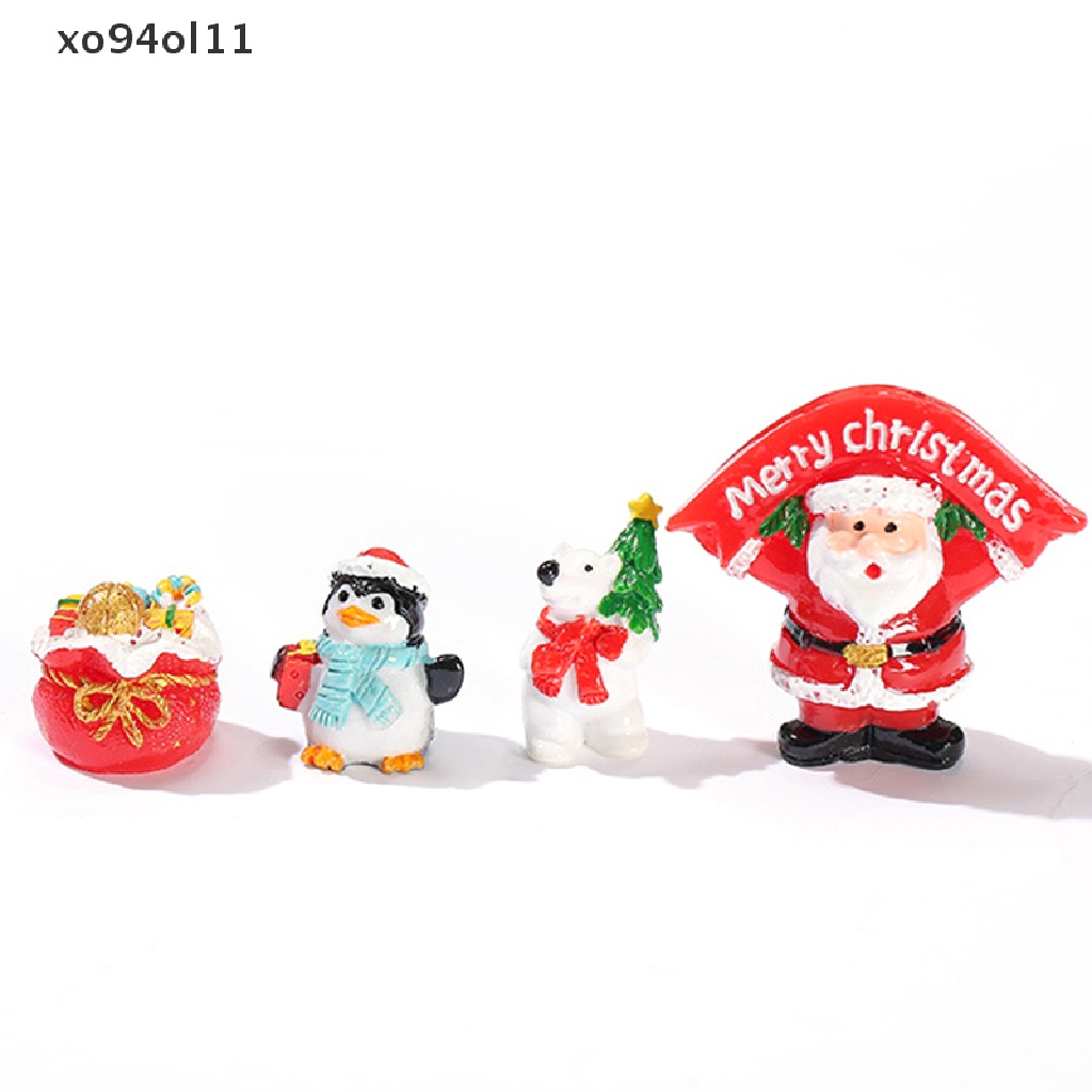 Xo 1Pc Lucu Kartun Santa Beruang Pinguin Tahun Baru Ornamen Resin Lanskap Mikro OL