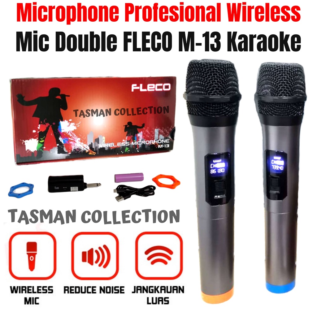 Microphone Profesional Wireless Mic Double FLECO M-13 |Microphone Mic Double Wireless FLECO M13
