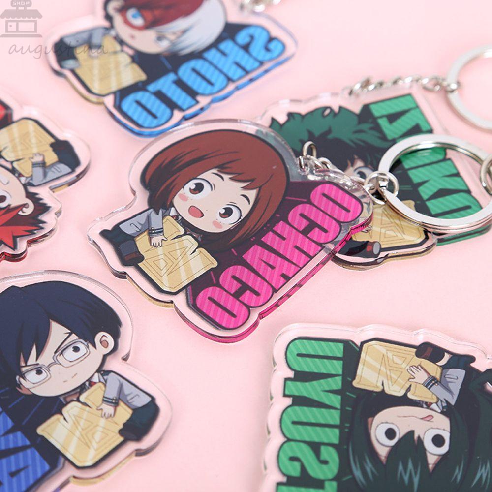 Agustina My Hero Academy Gantungan Kunci Midoriya Izuku Cosplay Dua Sisi Shoto/Izuku Todoroki Shouto Key Rings