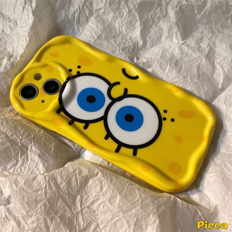 Case SpongeBob Patrick Star Kartun Lucu Kompatibel Untuk IPhone 7Plus XR 11 13 12 14 Pro Max X XS Max 6 7 6s 8 Plus SE 2020 3D Wavy Curved Edge Glossy Shockproof Airbag Soft Cover