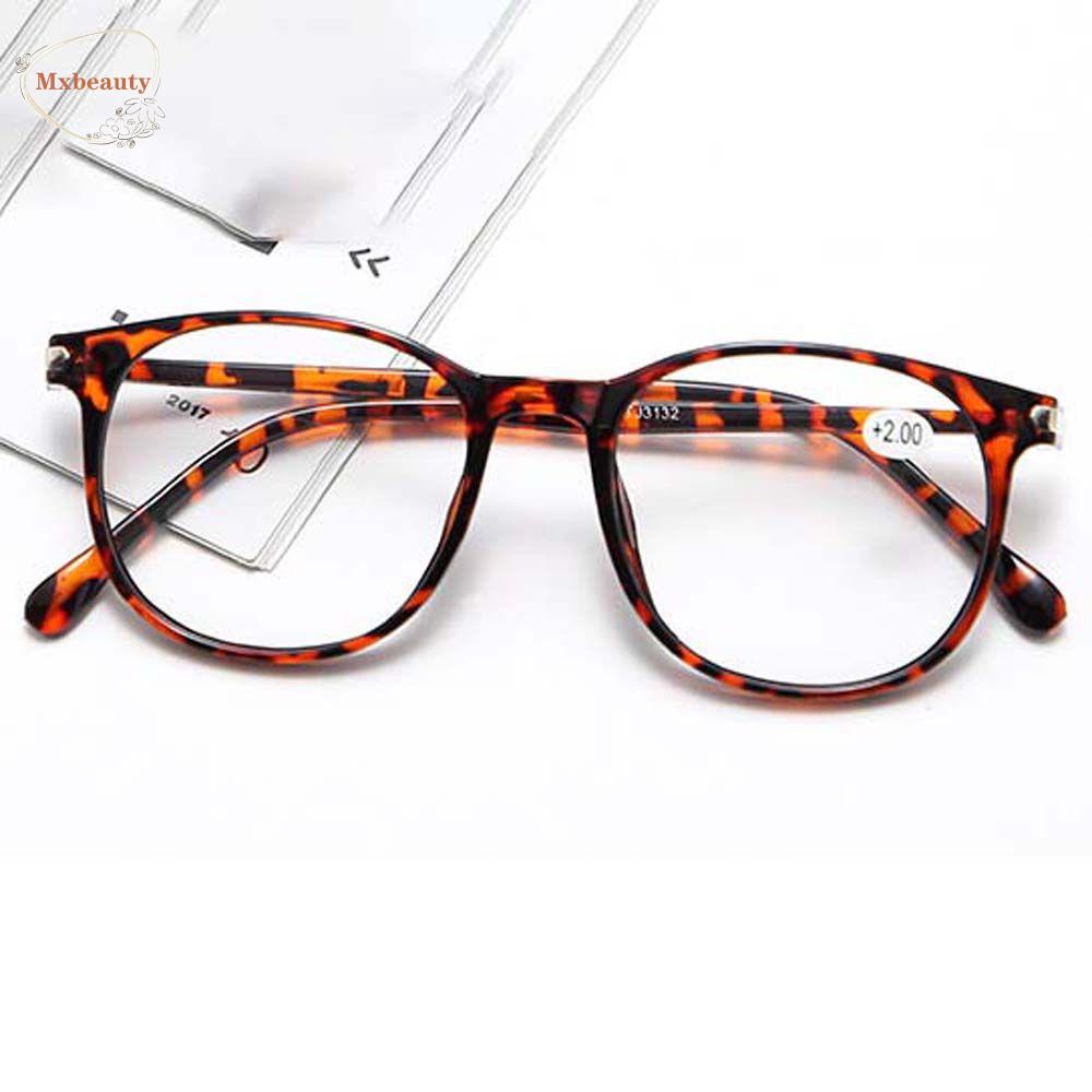 Mxbeauty Kacamata Baca Fashion Lensa Bening+1.0~+ 4.0 Motif Leopard Bingkai Hitam Resin Kacamata Presbyopic