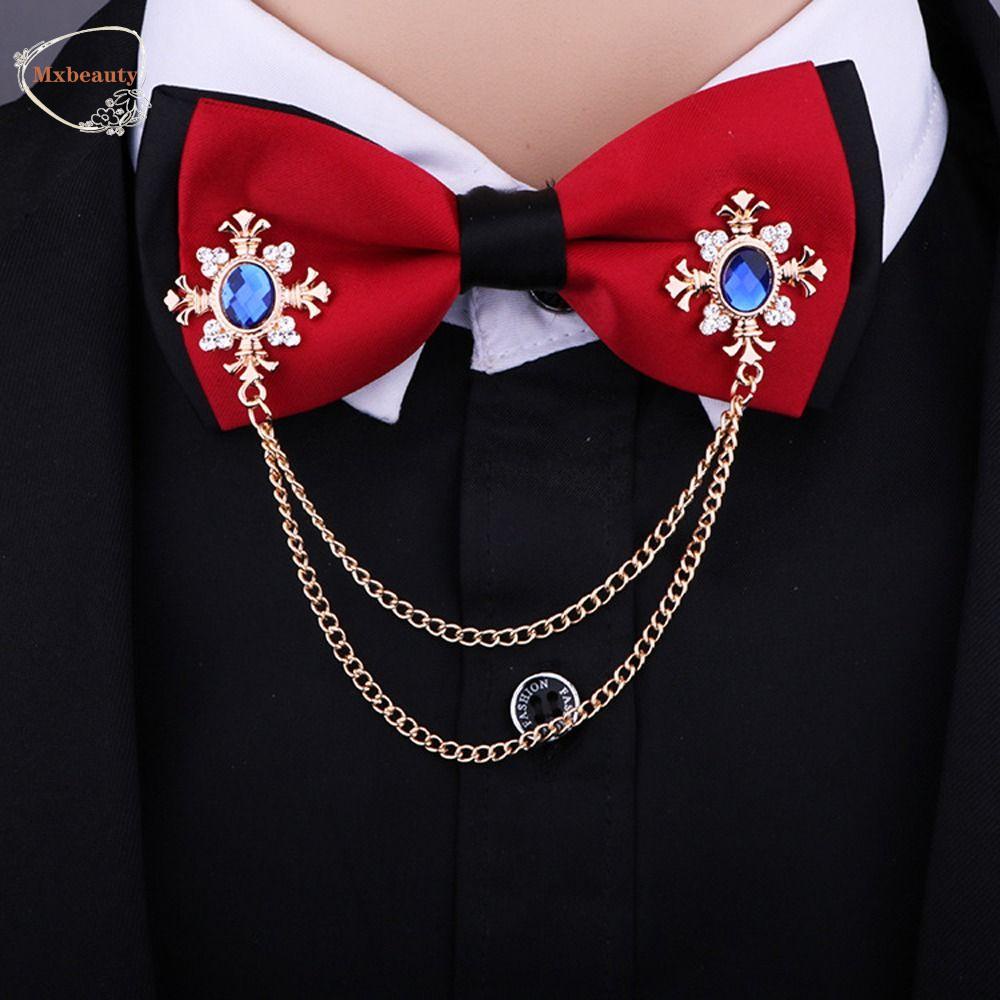 Mxbeauty Wanita Bros Pesta Kepribadian Untuk Dewasa Rumbai Rantai Zirkon Kristal Pria Kerah Pin