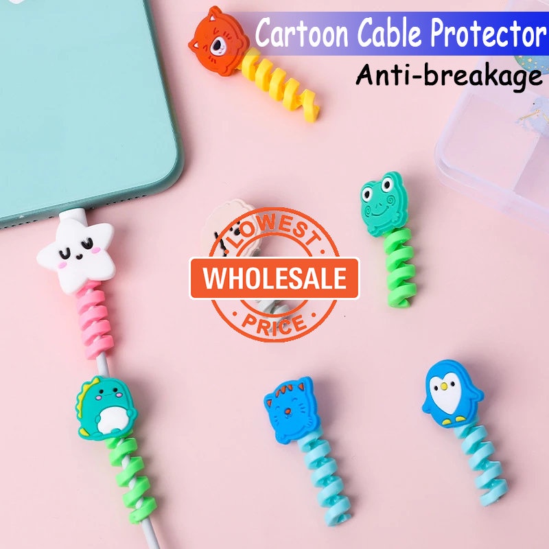 [Harga Grosir] Cartoon Cable Cords Protector Sleeve USB Charging Data Line Management Winder Cable Wire Penutup Pelindung Anti Jebol Kabel Spiral Garis Organizer