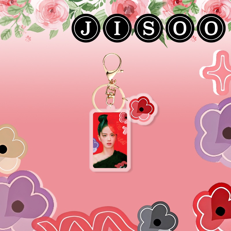 1pc JISOO FLOWER BLACK-PINK Gantungan Kunci Akrilik Blackpink Key Ring Gantung Blackpink