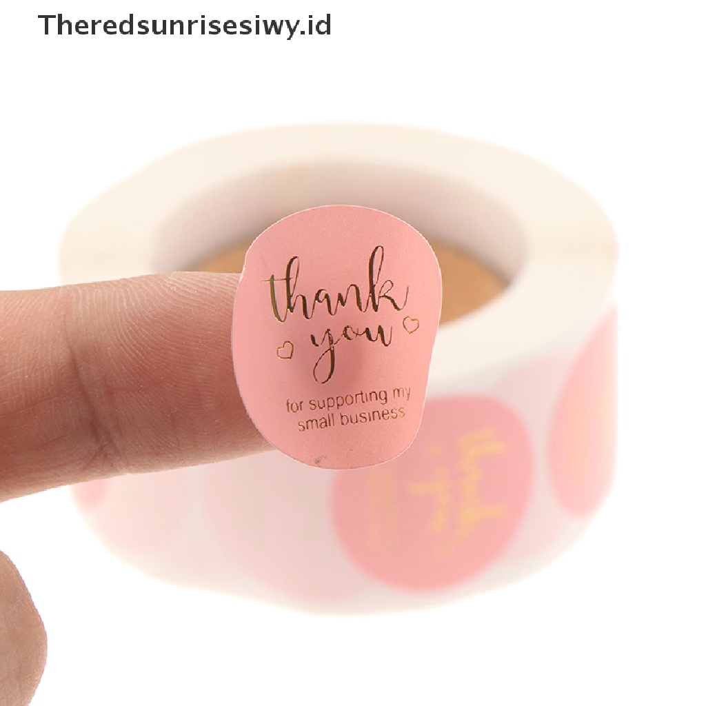 # Kado Mom &amp; PAPA DIY # 500pcs Per roll Thank You Sticker Segel label Pink label Kertas Sticker~