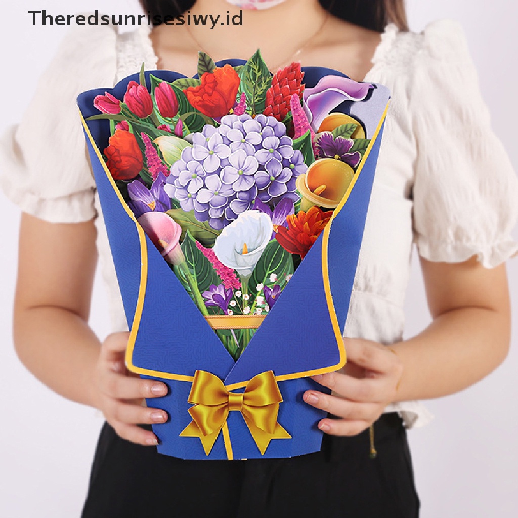 # Kado Mom &amp; PAPA DIY # Kertas Kartu Buket Bunga 3D Fall Flower Ukir Kartu Greeg Hadiah~