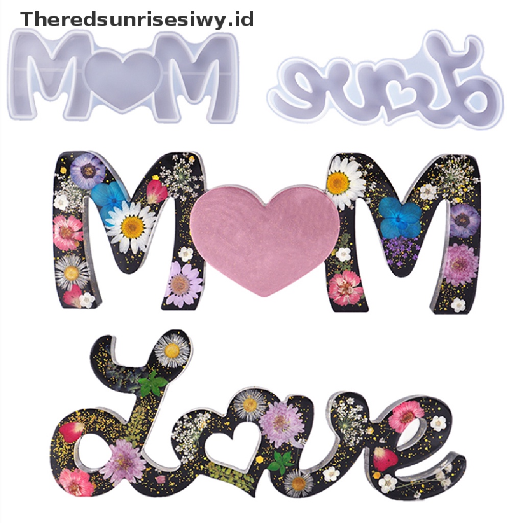 # Kado Mom &amp; PAPA DIY # Cetakan Resin Epoxy Kristal DIY Hari Ibu Ibu Keluarga Love Word Silicone Mold~