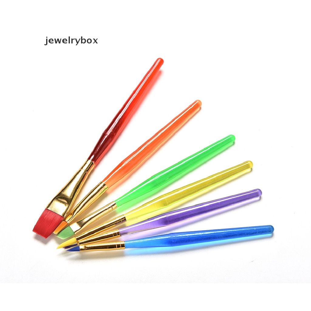 [jewelrybox] 6pcs/set Kuas Cat Set Gagang Nilon Baru Brush Kid Watercolor Drawing Paing Boutique