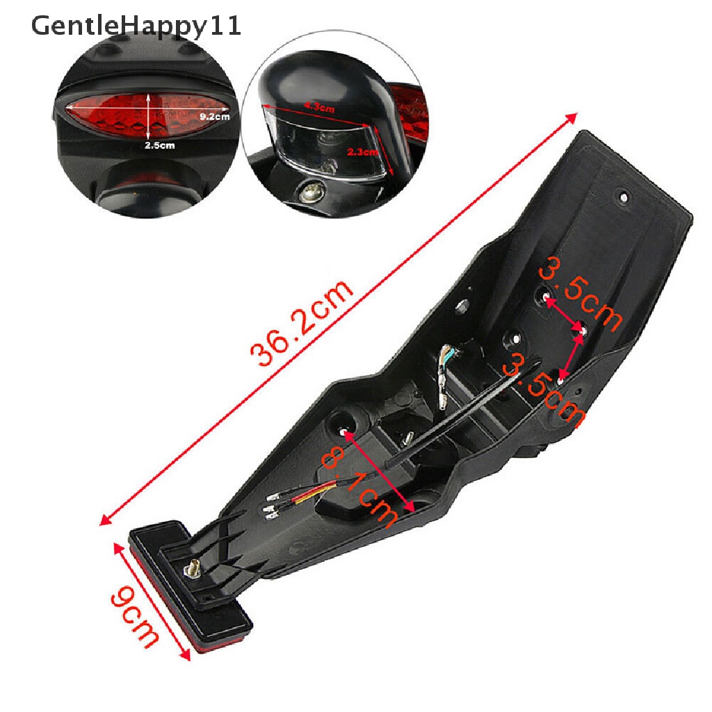 Gentlehappy Universal Spakbor Belakang Sepeda Motor Mudguard Lampu LED Rem Ekor id