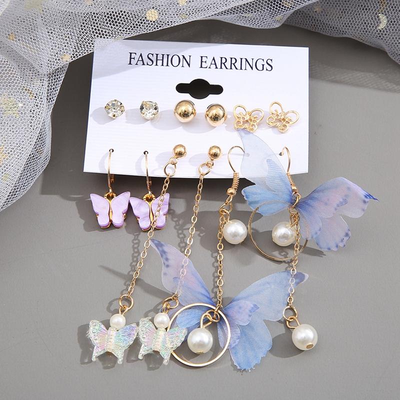 Anting Set Kupu-Kupu 6 Pasang Model Korea Lucu Unik