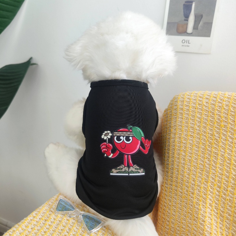 Fashion Strawberry &amp; Love &amp; Apple Logo Pet Dog Tank Top S-2XL Ukuran Kucing/poodle/Teddy