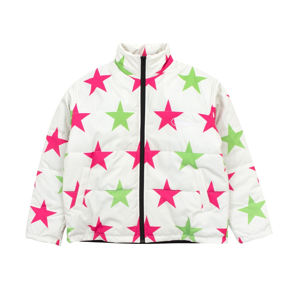 Shining Bright Jaket Puffer Gorpcore Stars - Putih