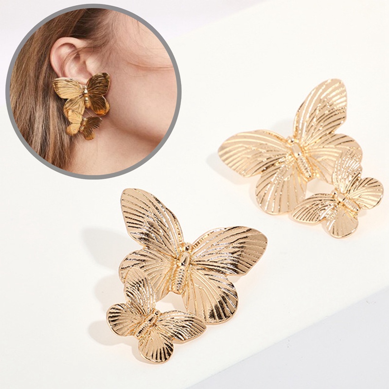 Retro Minimalis Kupu-Kupu Anting Tidak Teratur Stud Earrings Baru Berlebihan Angin Dingin Fashion Anting-Anting Untuk Wanita Membuka Aksesoris