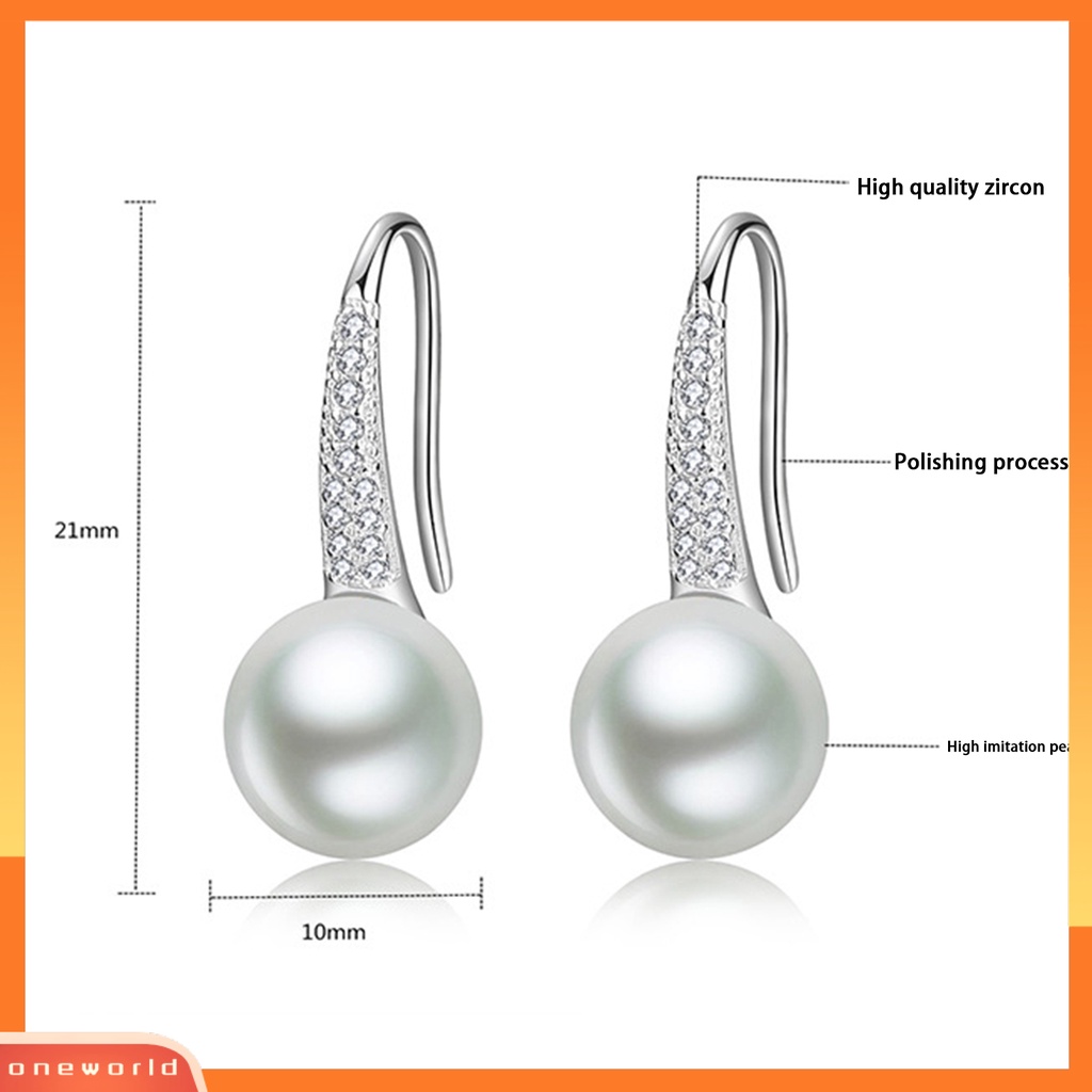 [EONE] Drop Earrings Polishing Cubic Zirconia Temperamen Dress Up Mutiara Imitasi Berlian Imitasi Wanita Earrings Aksesoris Pakaian