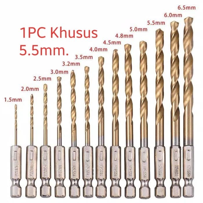 5.5mm Mata Bor Obeng. HSS Drill Titanium Coated High Quality