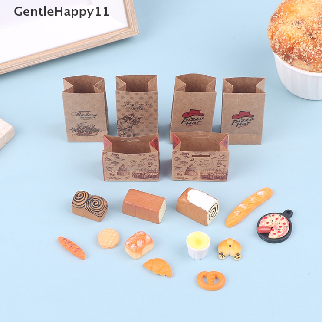 Gentlehappy1per12kantong Kertas Roti Rumah Boneka Dollhouse Miniatur Roti Model Pizza Dekorasi id