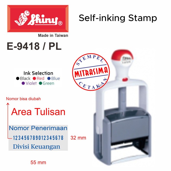 

Stempel Shiny E-9418/PL ( Shiny Essential dgn nomor 18 digit E9418/PL
