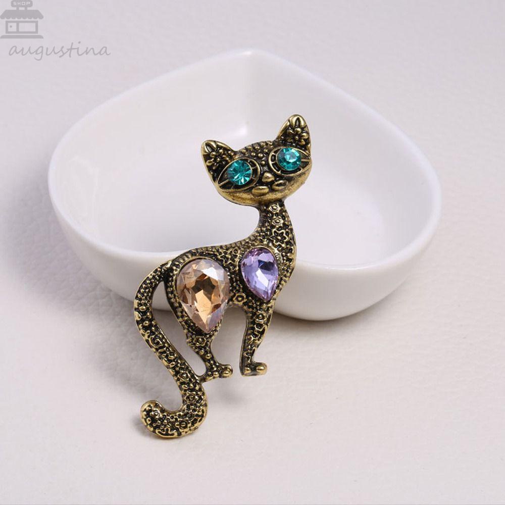 Agustina Wanita Bros Lucu Kreatif Elegan Korsase Cat Suit Kitten Kristal Aksesori Pakaian