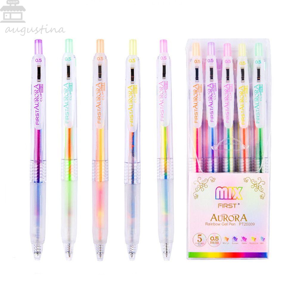 Agustin Press Gradient Gel Pen Kawaii 0.5mm Hand Akun Alat Tulis Siswa Sekolah Perlengkapan Kantor Untuk Anak Anak Menulis Pena Gambar