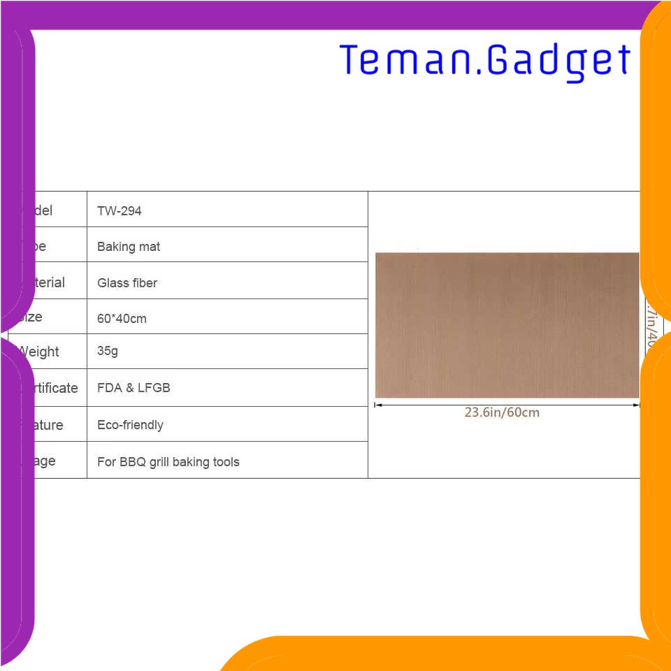 TG -  DPR TEENRA Alas Masak Non-stick Reusable Cake Oven Baking Tray Mat - TW-294