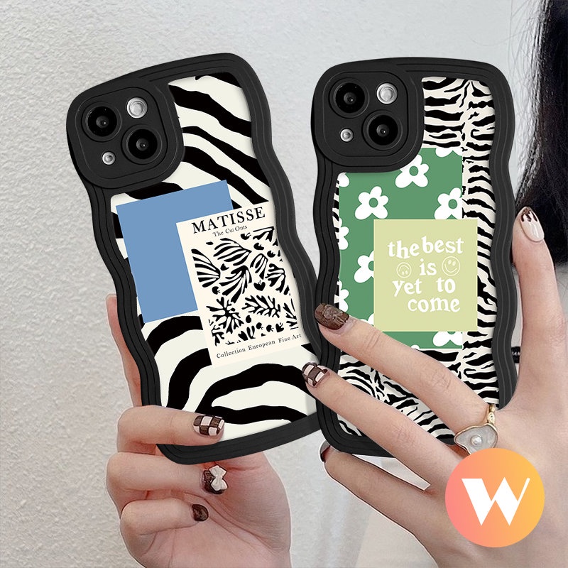 Infinix Smart 4 5 6 Plus Hot 10s 20 12 Pro 12i 20s 11s 10Lite 11s NFC Hot 9 10T 8 11 10 Play Note 8 12 G96 12 12Pro 10Pro Flower Zebra Pattern Matisse Label Wavy Edge Tpu Soft Case