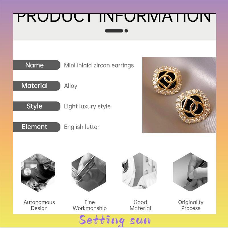 Anting pin perak S925 dengan Huruf zirkonia Anting pejantan berdesain persegi TN