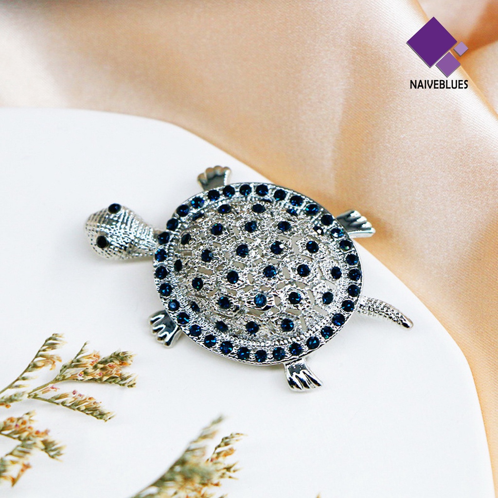 &lt; Naiveblues &gt; Bros Pin Kreatif Bentuk Warna Vibrant Menggemaskan Berkilau Hias Alloy Syal Turtle Brooch