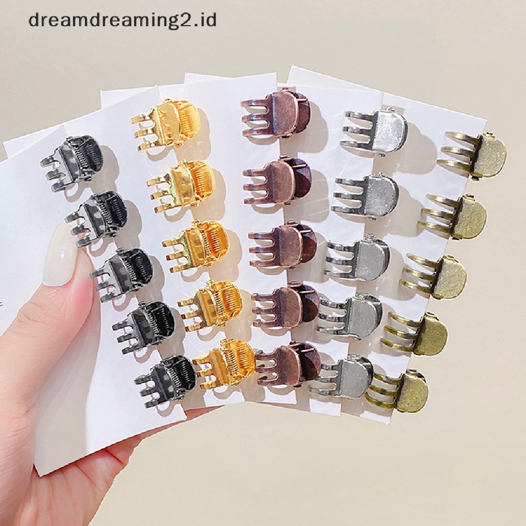 (dream) 5pcs Vintage Logam Kecil Cakar Rambut Manis Klip Rambut Mini Fashion Tahan Lama Styling Aksesoris Rambut Untuk Wanita Kecantikan Aksesori Klasik Clamp Jaw Claw Clip//