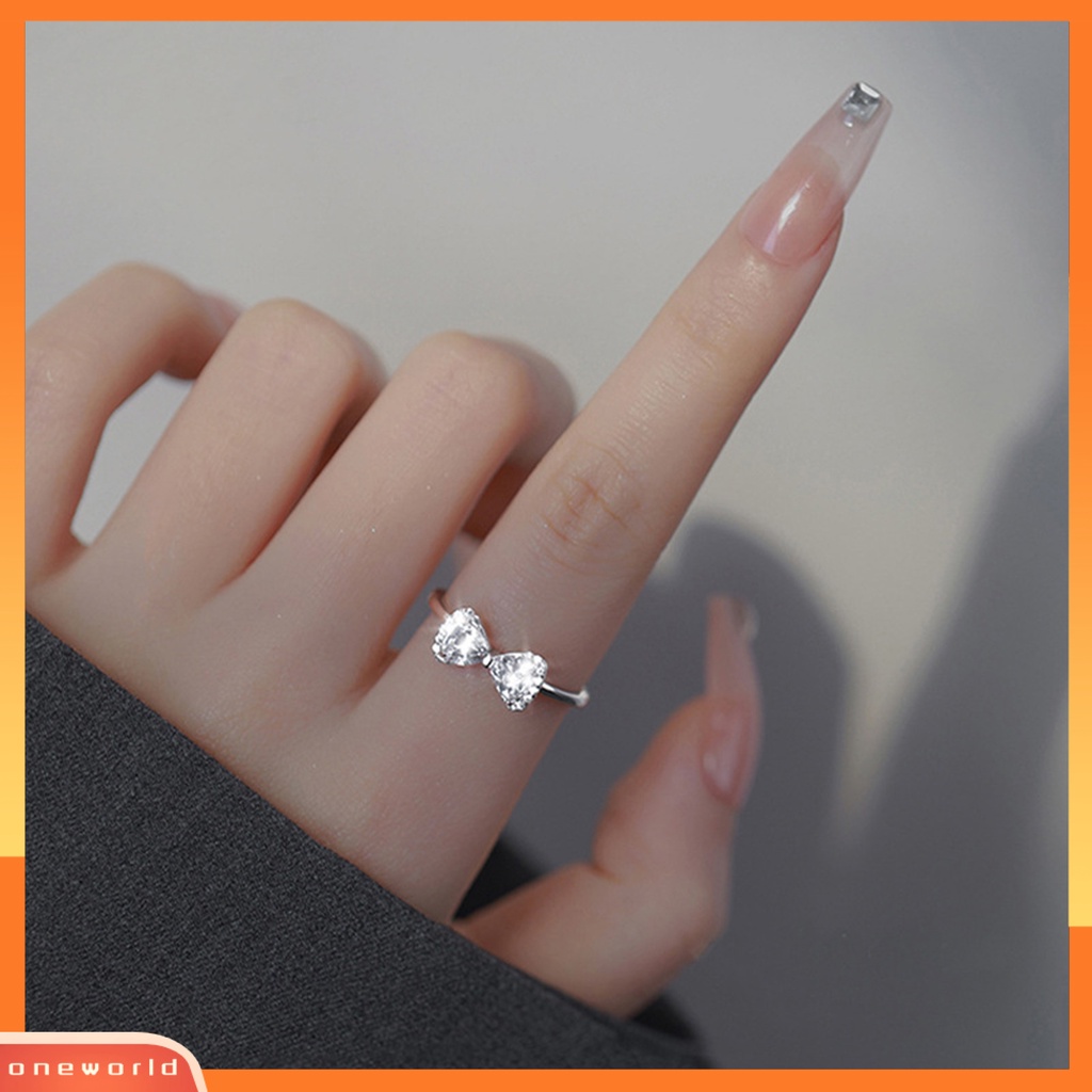 [EONE] Wanita Cincin Pembukaan Manis Elegan Dapat Disesuaikan Berlian Imitasi Tertanam Ikatan Simpul Wanita Pertunangan Cincin Fashion Perhiasan