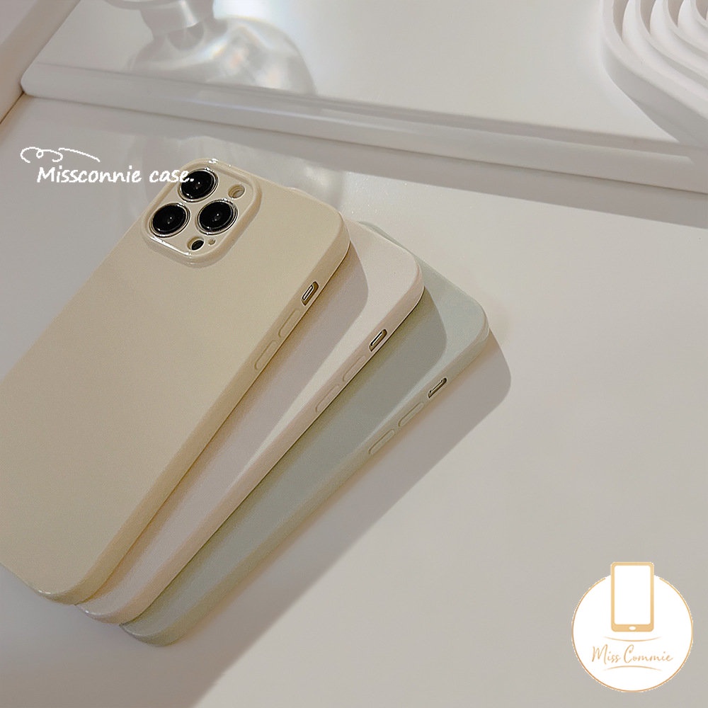 Casing Ponsel Warna Solid Sederhana Kompatibel Untuk iPhone 7Plus 11 13 14 12 Pro Max 8Plus XR X XS Max Mewah Macaron Warna Permen Lembut Penutup Pelindung Lensa Kamera