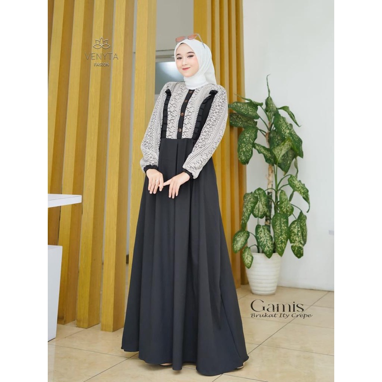 Maira Gamis polos Brukat Premium/cod/gamis burkat kombinasi syakila/gamis adem/gamis pesta/gamis bridesmaid