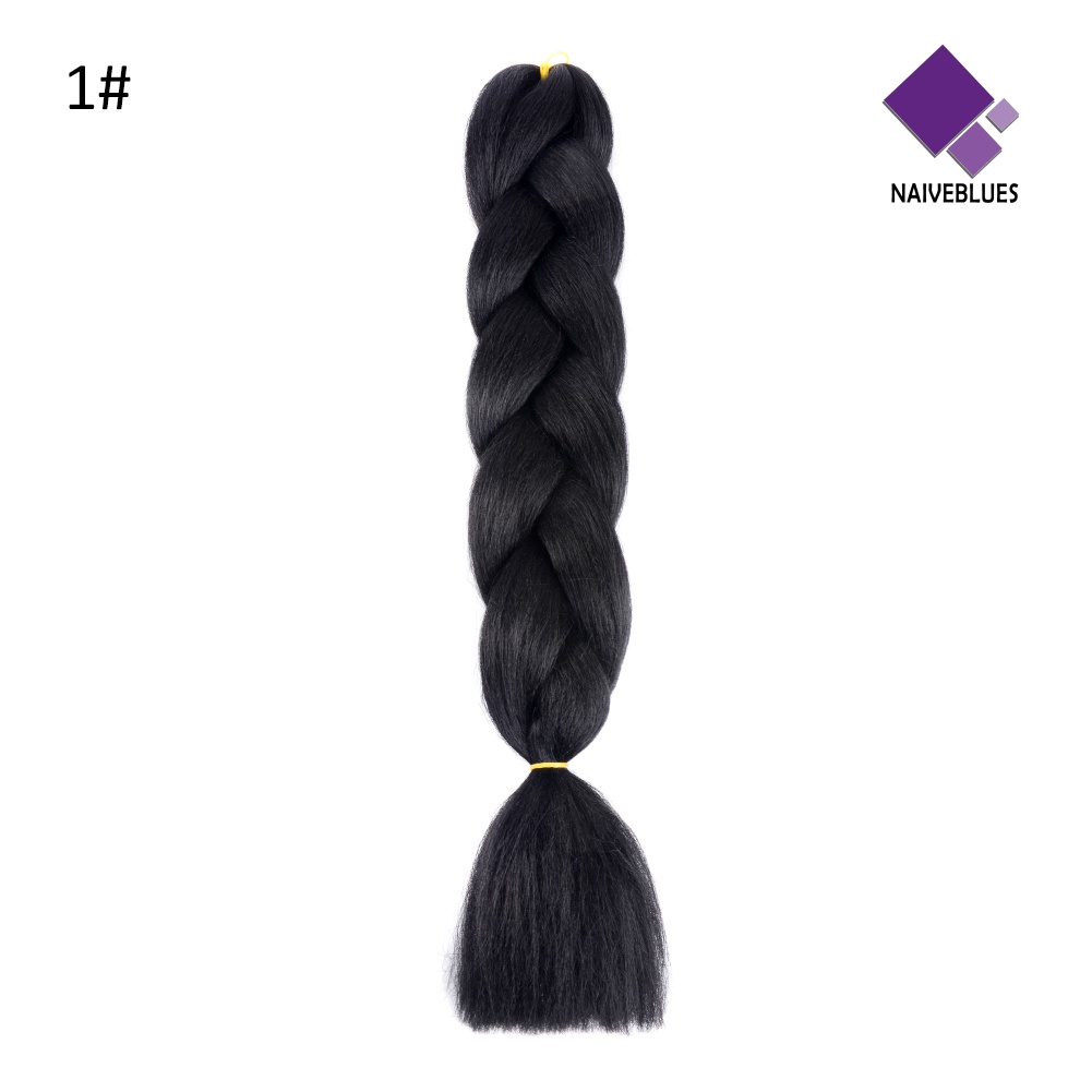 &lt; Naiveblues &gt; Ekstensi Rambut Sintetis Warna Solid Kepang Afrika Crochet Ponytail