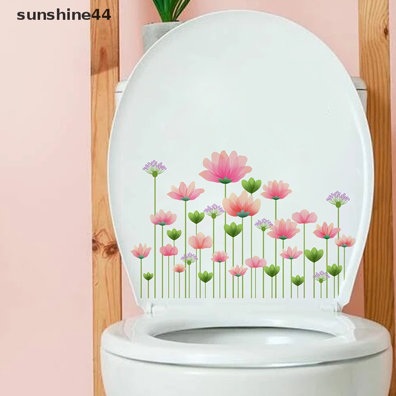 Sunshine 1PC Bunga Burung Toilet Stiker WC Self Adhesive Paings Removable Kamar Mandi Decal Hias Dekorasi Ruangan Stiker Dinding ID