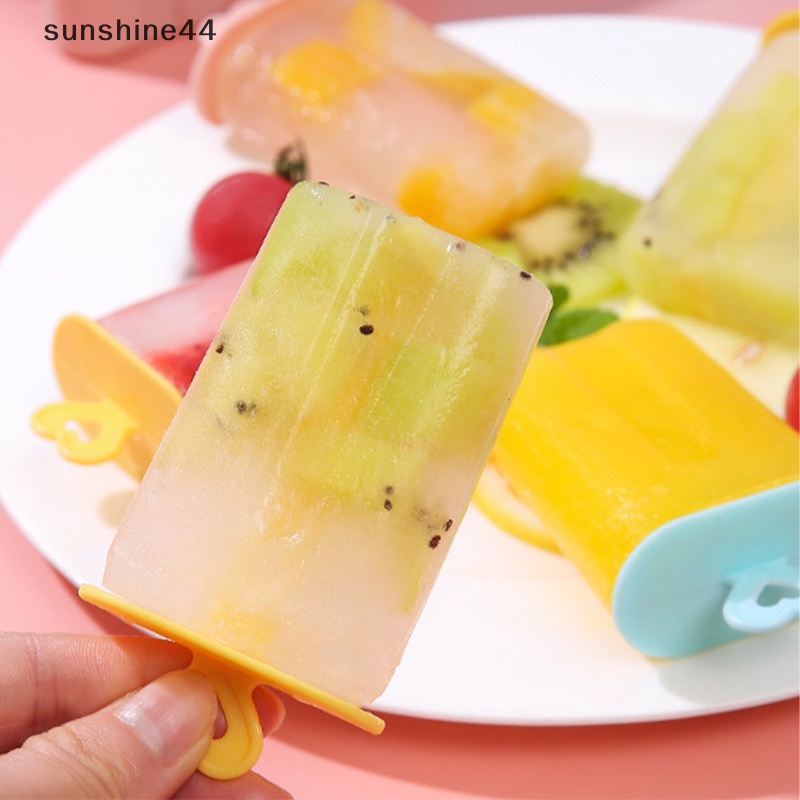 Sunshine Cetakan Es Krim Frozen Plastik Juice Popsicle Maker Lolly Mould 4sel ID