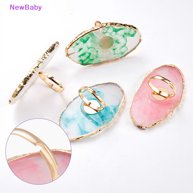 Newbaby 1Pc Resin Batu Palet Kutek Jari Cincin Piring Nail Art Paing DIY Art ID