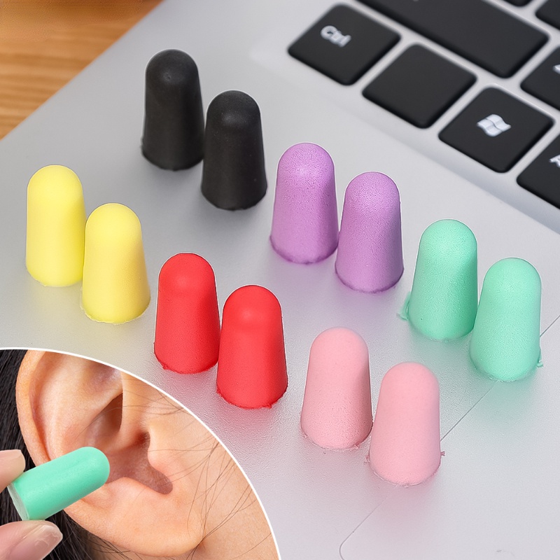 1pasang Penyumbat Telinga Spons Lembut Dengan Kotak Kecil Untuk Tidur Pengurangan Kebisingan Anti Interferen Earplug Aksesoris Perjalanan Praktis