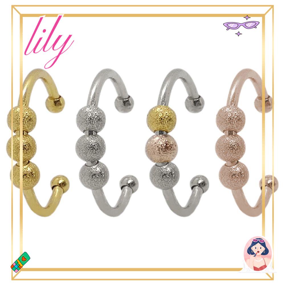 Lily Anxiety Ring Adjustable Spinner Gadis Wanita Pereda Fidget Worry Beads