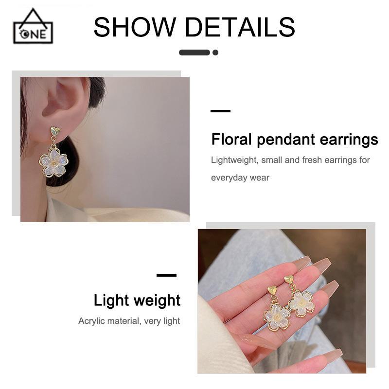 COD❤️Anting Stud Kristal Bunga Bahan Akrilik Fashion Korea Gaya Untuk Wanita-A.one