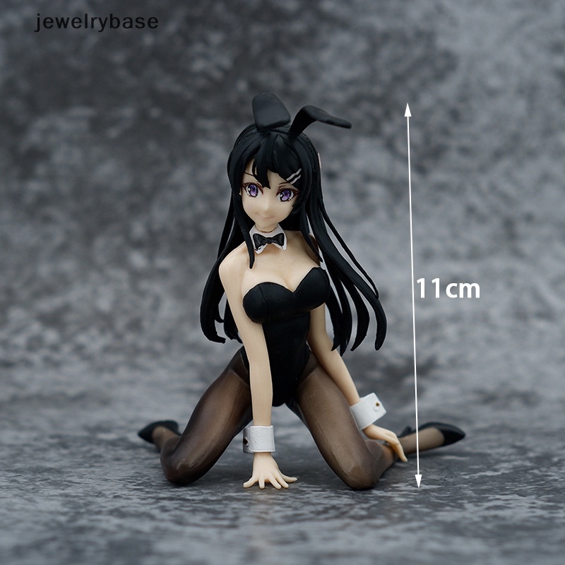 [jewelrybase] Anime Figure Sakurajima Mai Sexy Hitam Sutra Bunny Girl Kneeling Stance Boneka Hadiah Butik