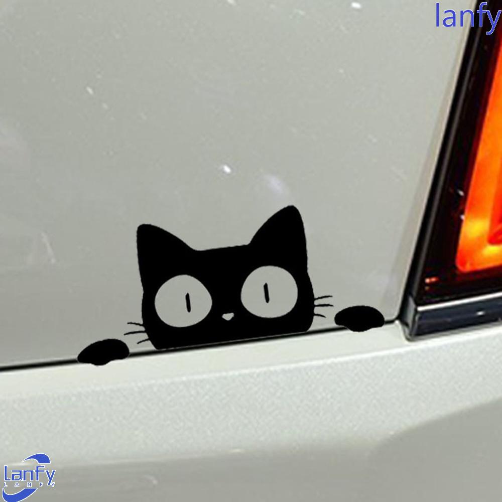 Lanfy Stiker Motif Kartun Kucing Mengintip