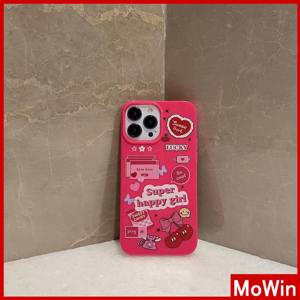 For iPhone 14 Pro Max iPhone Case Pink Glossy TPU Soft Case Shockproof Protection Camera Cute Sweet Happy Girl Compatible with iPhone 13 Pro max 12 Pro Max 11 xr xs max 7Plus