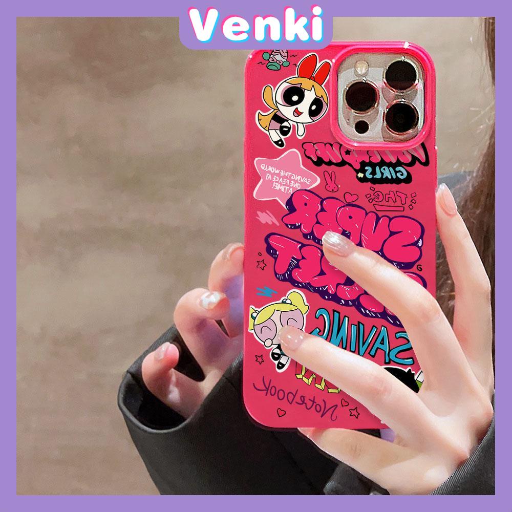 VENKI - For iPhone 11 iPhone Case Black Pink Glossy TPU Soft Case Shockproof Protection Camera Cute Cartoon Compatible with iPhone 13 Pro max 12 Pro Max  xr xs max 7Plus 8Plus