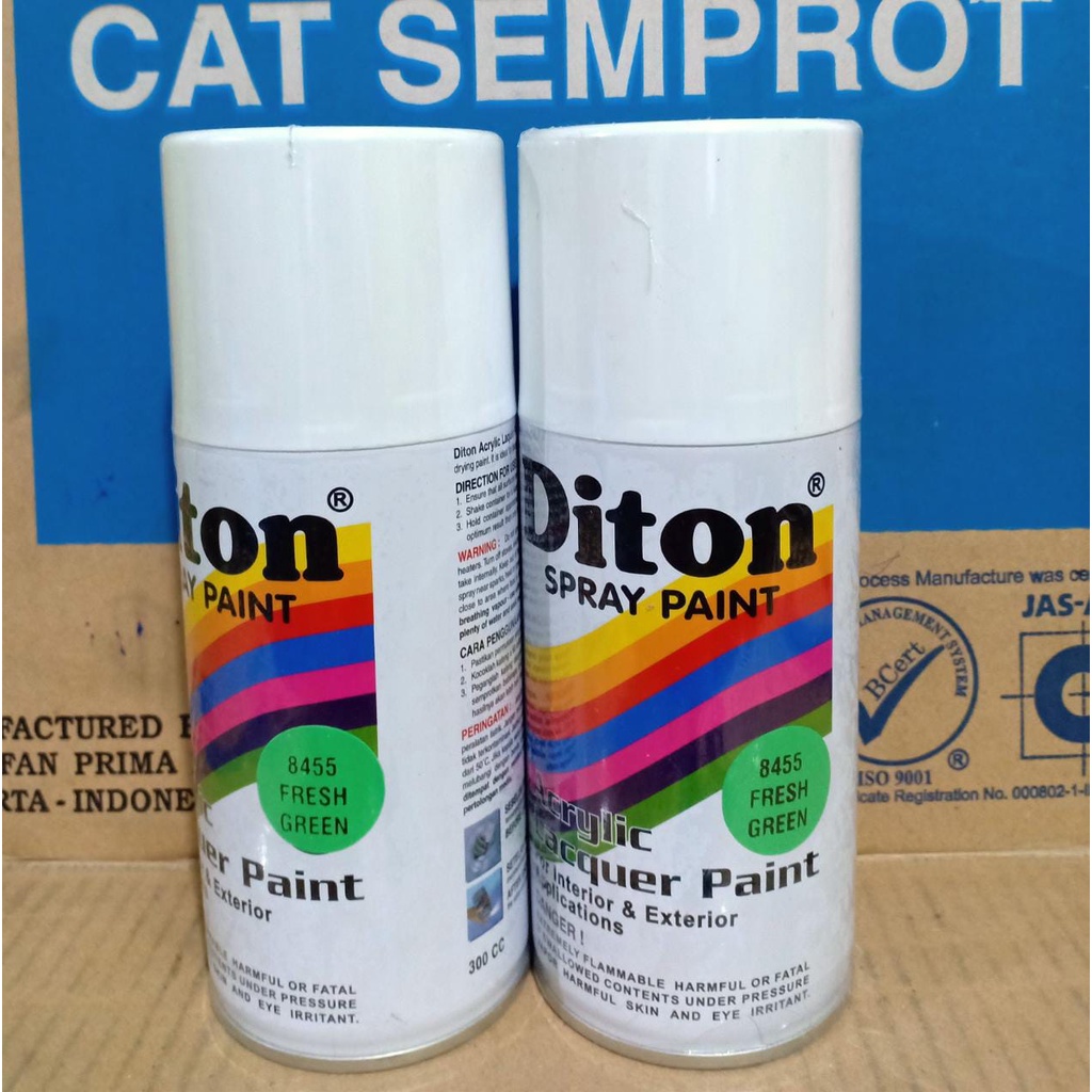 SOLID COLOURS DITON Spray Paint Acrylic Lacquer Paint Pilox Pilok Cat Semprot - 8455 FRESH GREEN / HIJAU MUDA (300cc / 300ml)